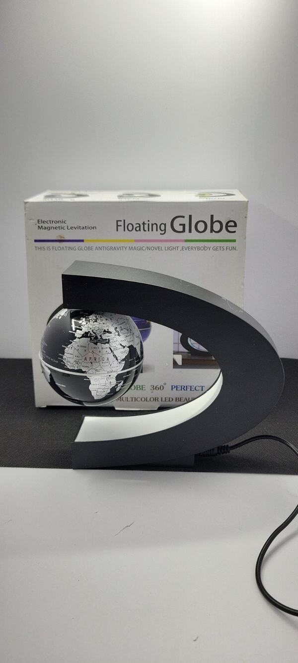 Floating Magnetic Levitating Globe LED Light Desk Decor Black World Map w/ Box
